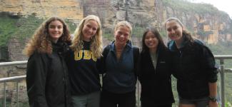 Left to right: Georgia Silk, Kseniya Yakovenko, Morgan Corkill, Maggie Tieu and Annika Charland at Blue Mountains National Park, Australia (photo: Hayley Boch)